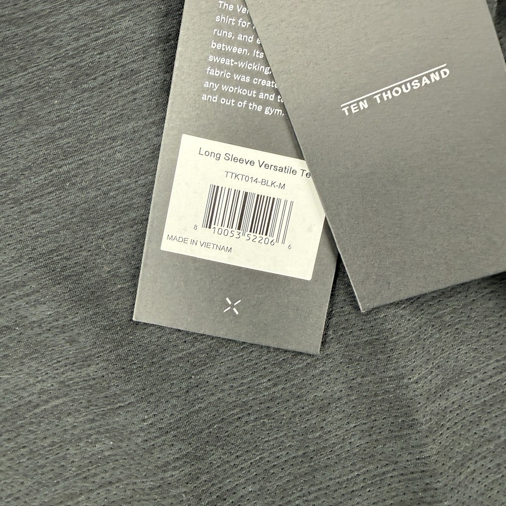 Ten Thousand Versatile LS Shirt Mens Medium Black Long Sleeve Athletic New - Picture 2 of 9